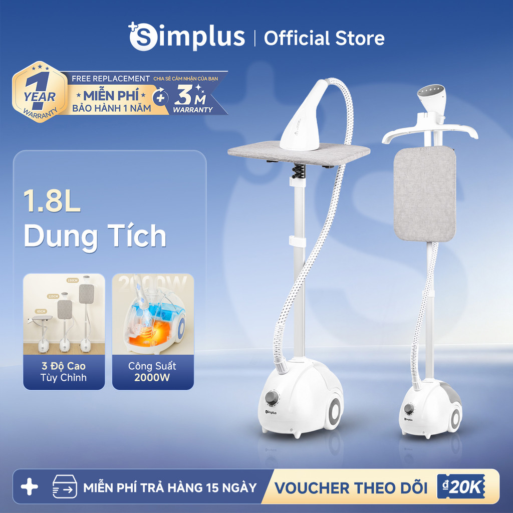 Simplus Bàn Ủi Hơi Nước Đứng GTJH014 - Dung Tích 1.8L, Công Suất 2000W