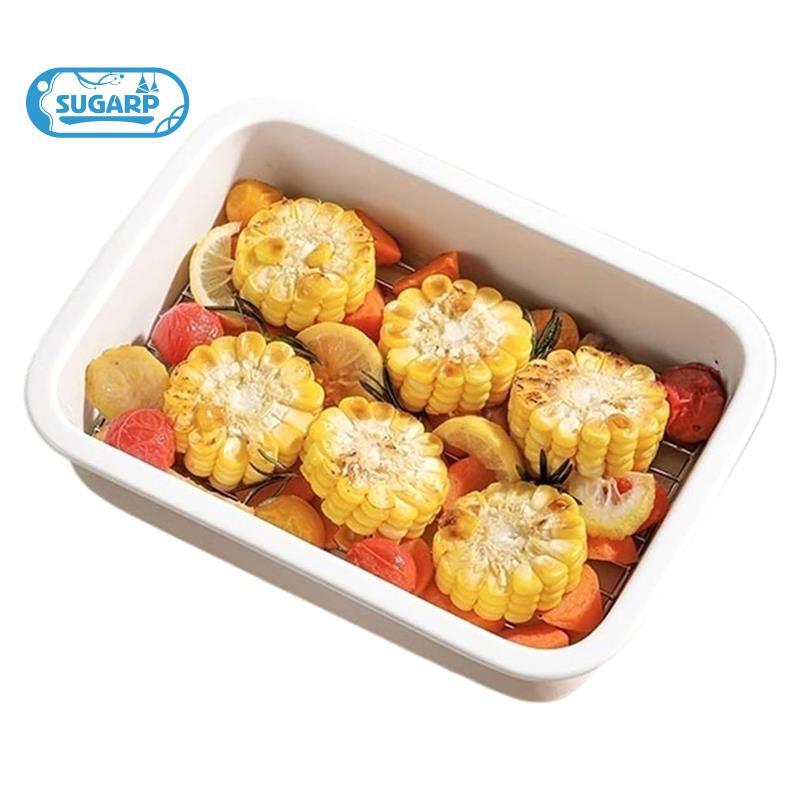 [Sugarp] Lò nướng hơi nước Sense Tương thích Lasagna Pan Khay nướng gốm nhiệt độ cao Thoát dầu Đĩa c