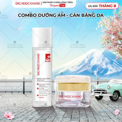 Bộ đôi kết hợp dưỡng da hoàn hảo 1 [Nước hoa hồng Sắc Ngọc Khang 145ml & Kem dưỡng da ban đêm Sắc Ngọc Khang 10g]