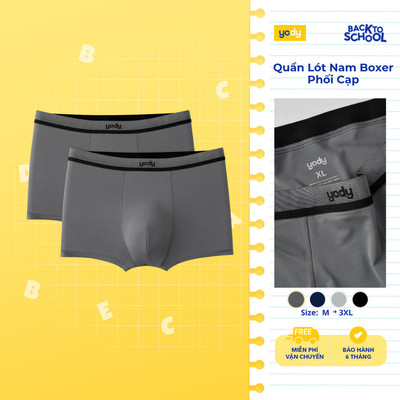 Combo 2 quần lót nam boxer yody phối cạp thoải mái mềm mại MCUN26A001