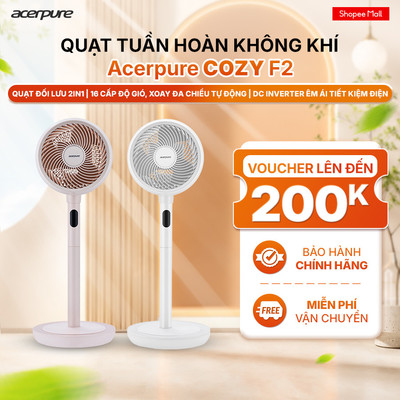 Quạt tuần hoàn không khí Acerpure Cozy F2 động cơ Inverter tiết kiệm điện, gió 25m - BH 12 tháng