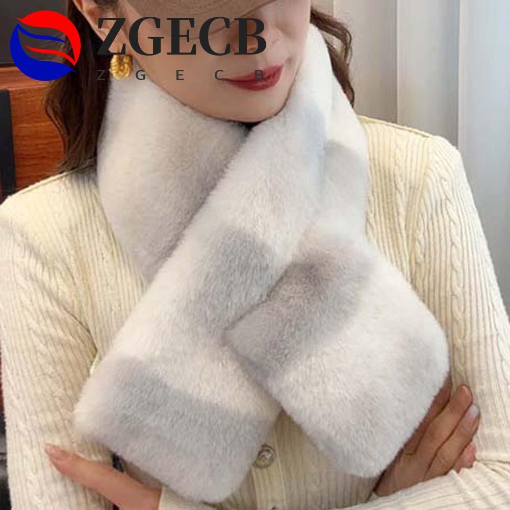 Cổ áo lông giả ZGECB, Khăn quàng chéo sang trọng chống gió nhiệt, Váy cổ sọc thân thiện với da Cosy 