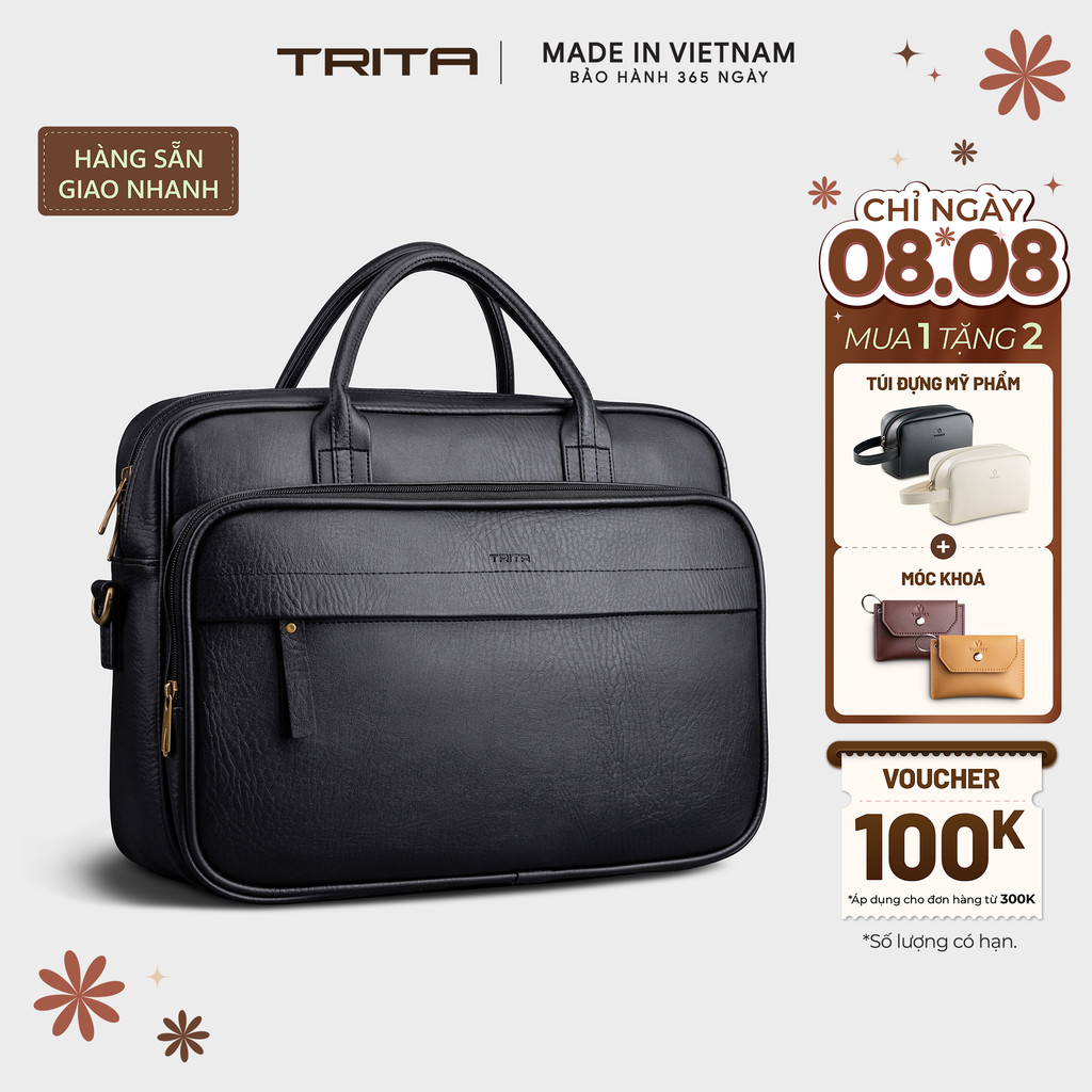 Cặp công sở Trita (Thời trang nam đựng vừa laptop 15 inch - Cặp da TCA10) Bagsmart
