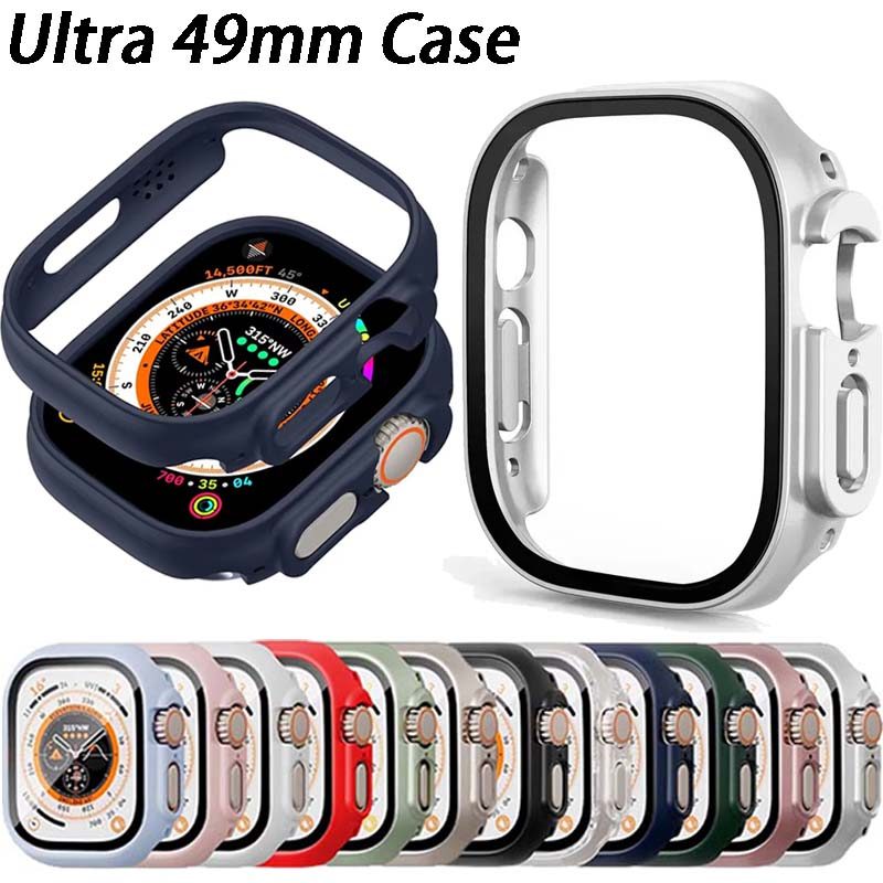 Ốp Lưng Cho Apple Watch 49mm ultra 123 Phụ Kiện PC Ốp Lưng Chống Sốc + Kính Cường Lực Đồng Hồ Thông 
