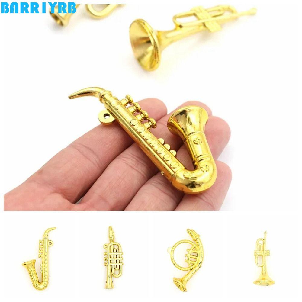 BARR1YRB Nhạc Cụ Vàng Nhựa, Mô Hình Thu Nhỏ Bằng Nhựa Mini Vàng Trumpet Saxophone, Nhạc Cụ Gió Đồ Ch
