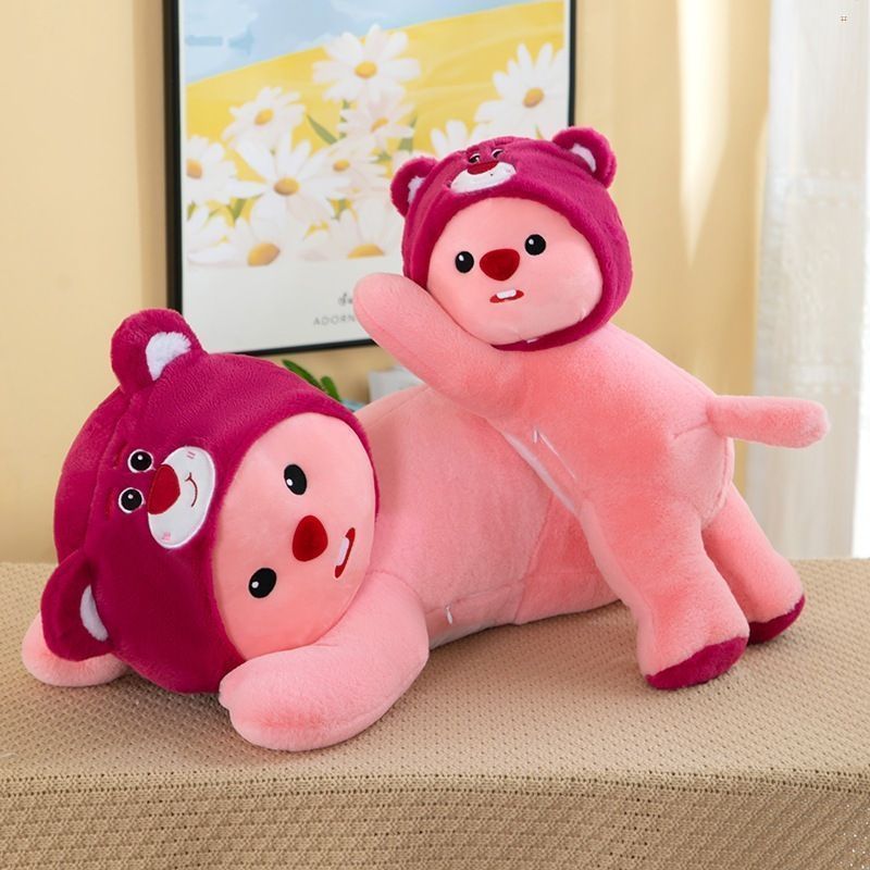 Gấu Bông 346 Loopy Cosplay Gấu Dâu Nằm Dài-Thú Nhồi Bông Gấu Loopy Cao Cấp