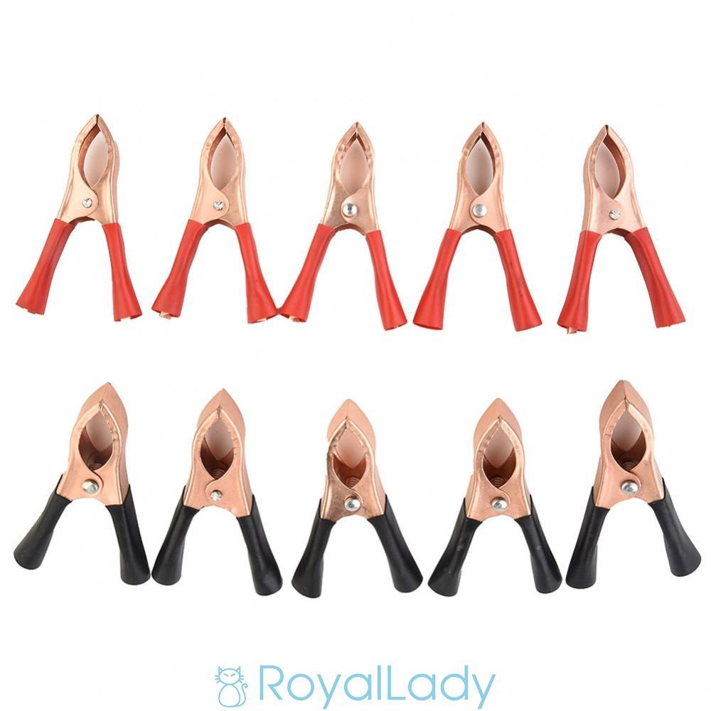 #ROYALLADY#Alligator Clips 10pcs Electrical Crocodile Clamps Copper Voltage tester