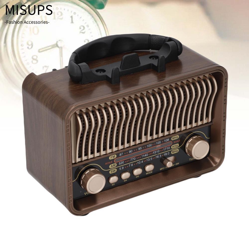 MISUPS Full Band Radio, Bluetooth 5.4 Handhold Loa Bluetooth, Di Động Stereo Hạt Gỗ Sạc USB AM FM Ra