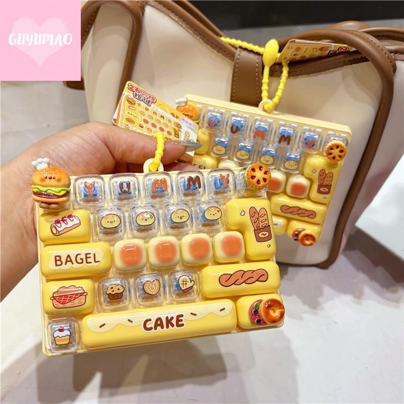 [guyumao] Mini Burger Bagel Dpression Fidget Toy 1 Cái 26 Móc Khóa Nút Cli Dễ Thương Giảm Căng Thẳng