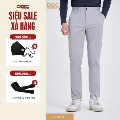 Quần Kaki nam DGC Dáng ôm Slim Fit cạp vuông, túi chéo, túi hậu 1 cơi - SQKBC08M