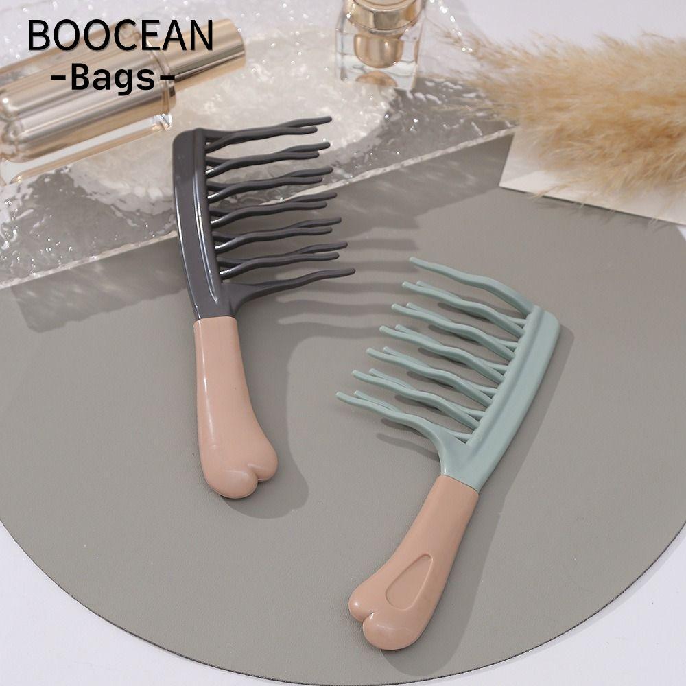 Lược uốn răng gợn sóng BOOCEAN, Lược chải răng lớn hai hàng di động dễ lau chùi, Dụng cụ chăm sóc tó