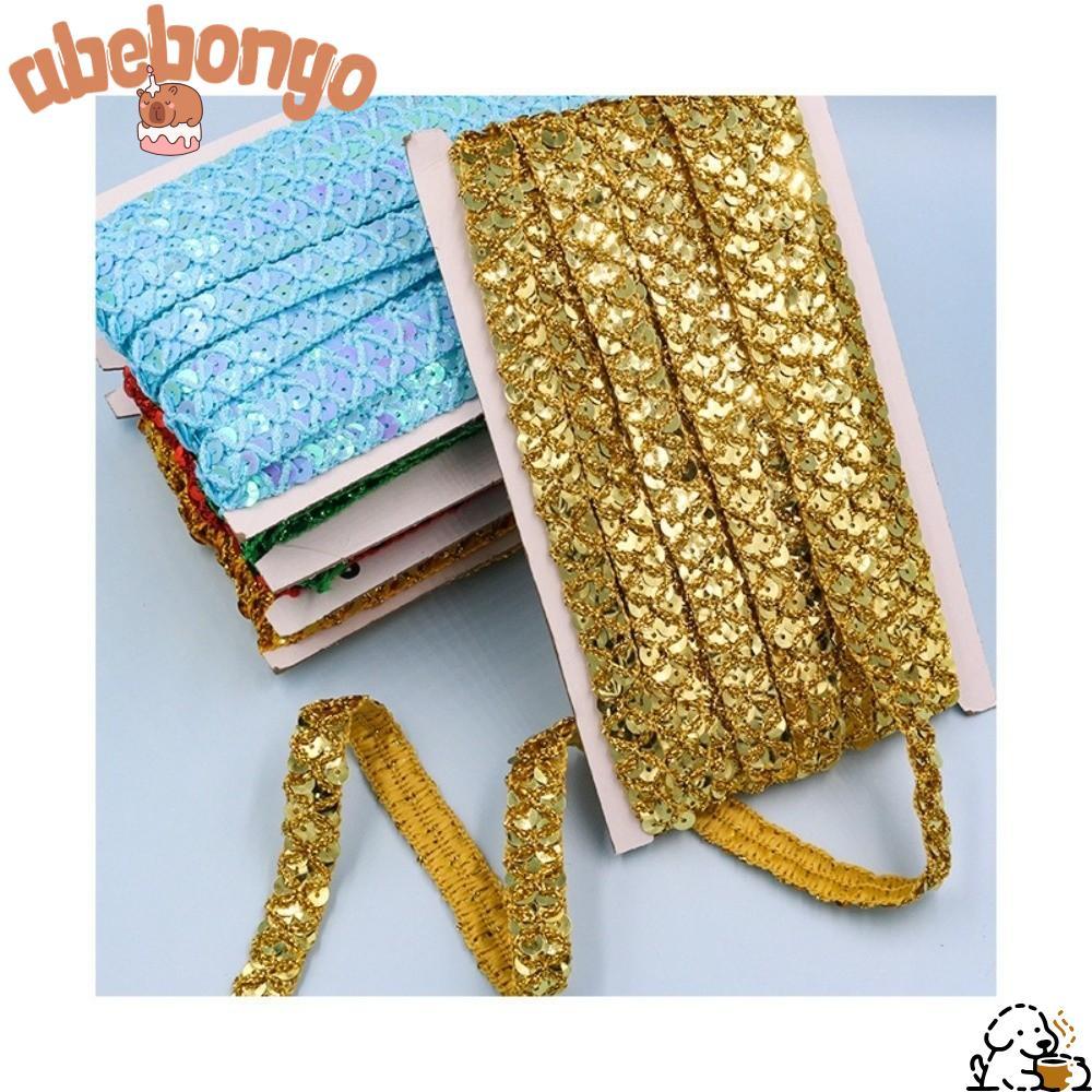 ABEBONGONY Sequin Trim Ribbon, Băng ren sequin rộng 1,5cm kim loại, Chiều dài sáng bóng 10 mét kết c