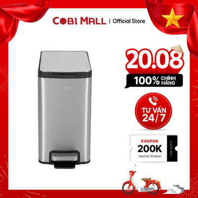 Thùng Rác Đạp Chân EKO Edison EK8248 – Dung Tích 8L – Inox/Trắng/Đen – Cobihome