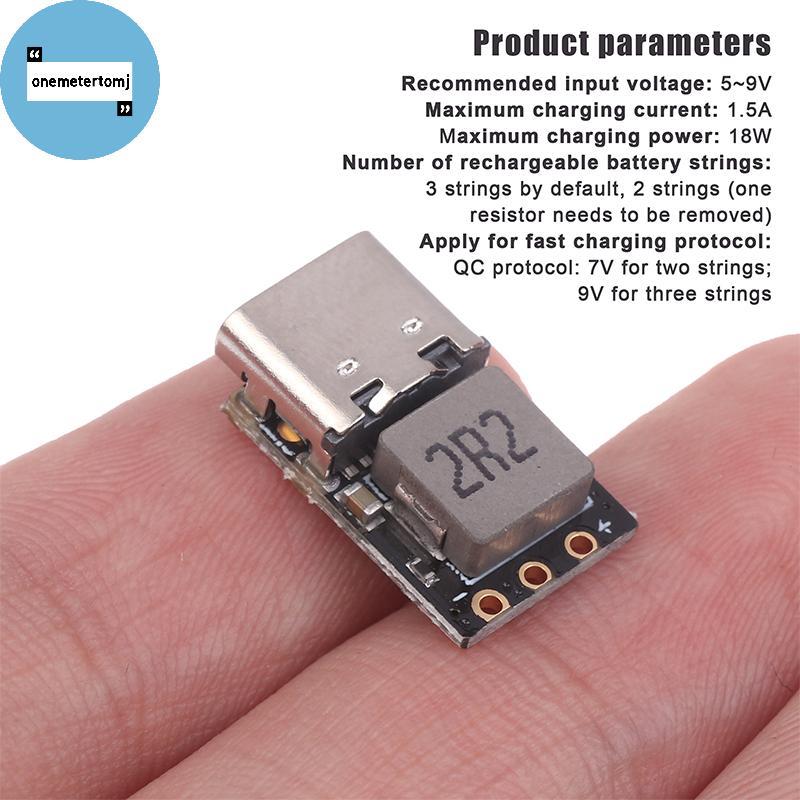 Onemetertomj 1 / 3 Cái Type-C 2S / 3S 3.7V Sạc Mô Đun Sạc DC 4.5 ~ 9.5V Board Boost Converter 18650 