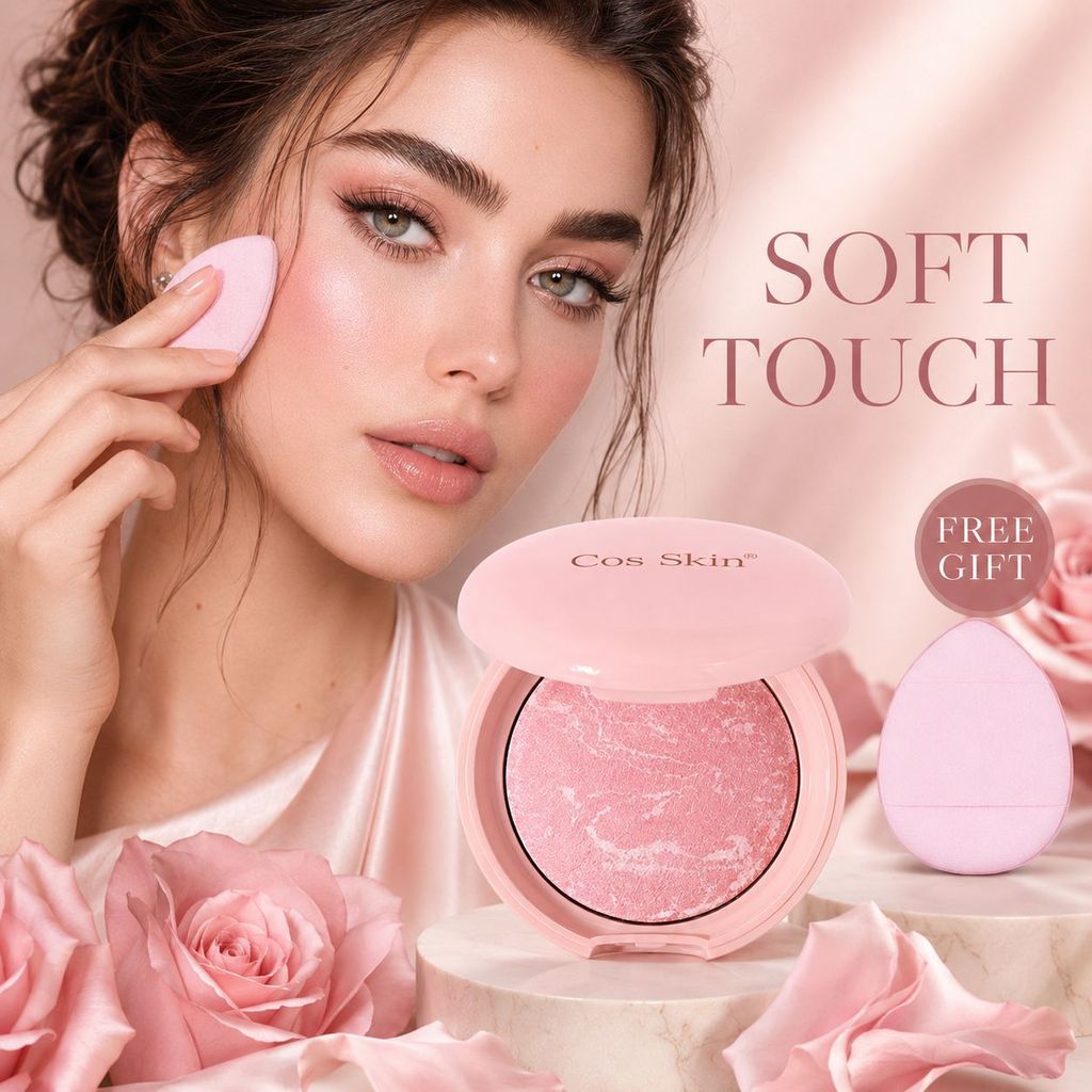 CosSkin Baking Powder Blush Natural Long-Lasting Color Rendering Contouring Blush Baking Powder
