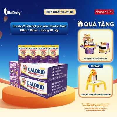 [COMBO 2 THÙNG 48 HỘP] Sữa uống dinh dưỡng Calokid Gold 110ml/180ml - Thơm ngon dễ uống, Bé thích mê