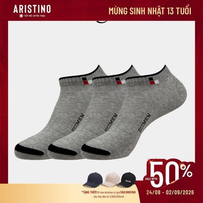 [COMBO 3 ĐÔI] Tất Thể thao Nam Cổ Ngắn Bizmen màu xám, chất liệu Cotton Latex - BSC006EDP03