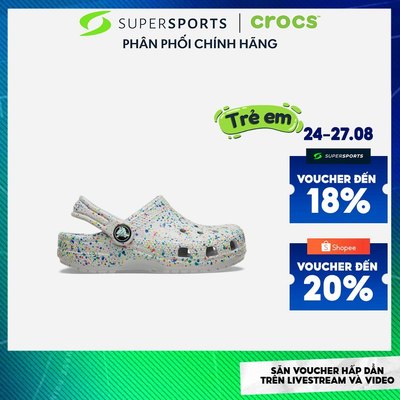 Giày Clog Trẻ Em Crocs Classic Glow Paint Splatter - Xám - 212669-1FS