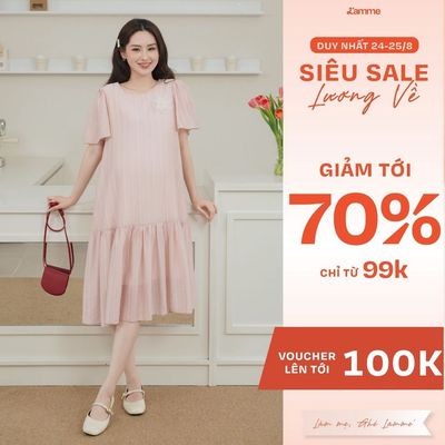 Váy bầu, đầm bầu chất liệu tơ mềm thêu hoa Honey Dress dáng suông phù hợp cho mẹ bầu và sau sinh BY L'AMME