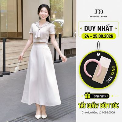 Set Áo Xuân Hè Cổ Vest Dáng Croptop 2T16.2601, Chân Váy Dáng Dài Xếp Ly 4L05.2601. Set Đồ Preppy Công Sở Thanh Lịch JM