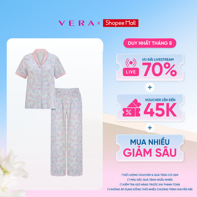 Bộ pijama dài nữ Vera rayon in tay ngắn - V0831