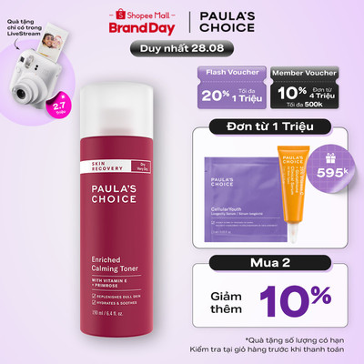 Nước cân bằng làm dịu và phục hồi độ ẩm cho da Paula's Choice Skin Recovery Enriched Calming Toner 190ml 1250
