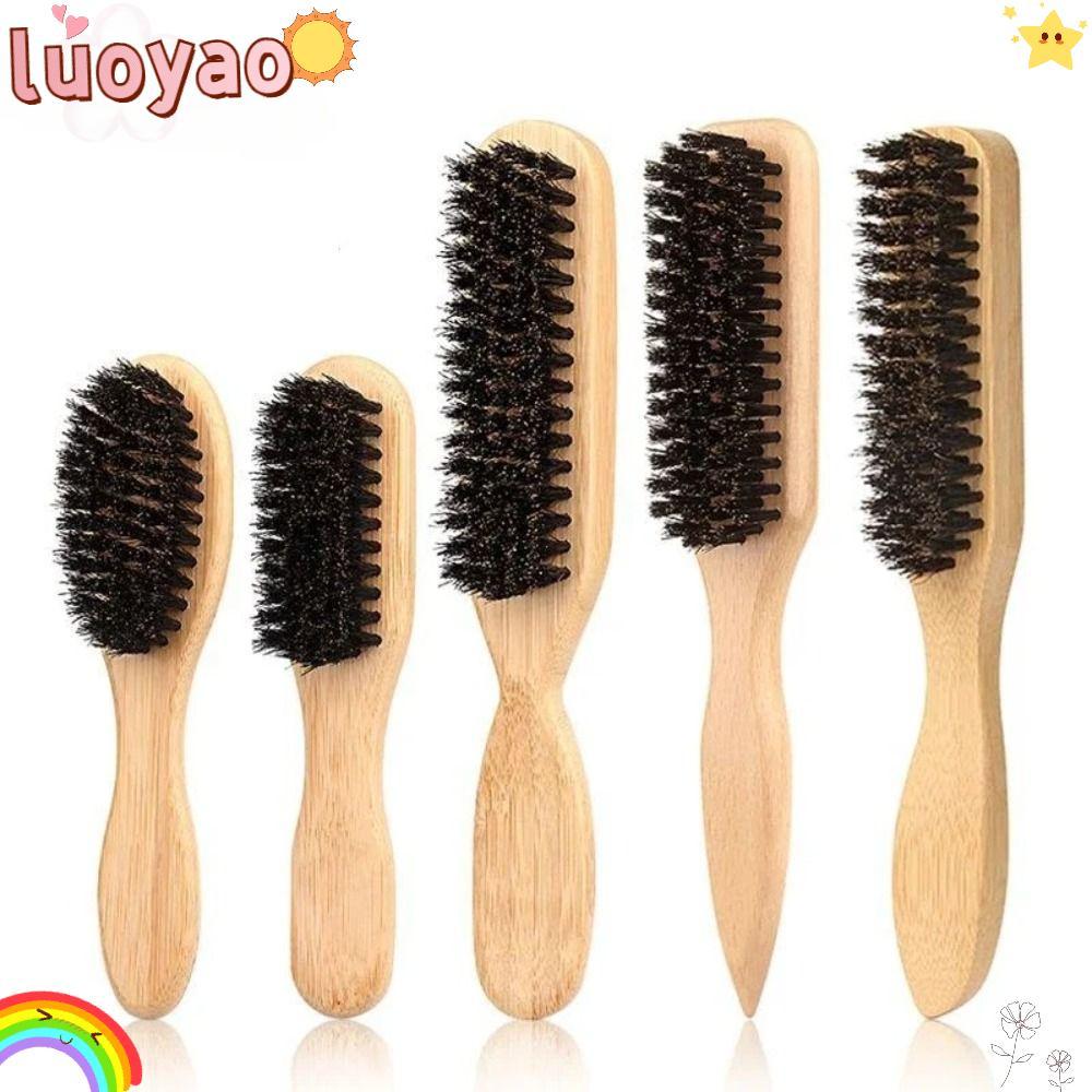 LUOYAO Slick Back Hair Brush, Bàn chải tóc lông Boar mịn bằng gỗ, Chức năng trêu chọc Thiết kế lưng 
