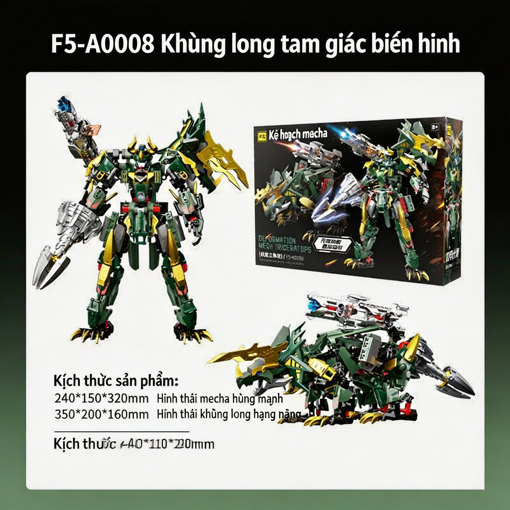 F5 khối xây dựng Sơn Hải Kinh thần thú máy biến ứng long câu đố lắp ráp đồ chơi biến hình máy bay hì