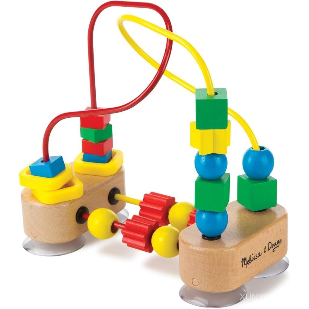 Melissa & Doug First Bead Maze - Wooden Educational Baby Toy with Suction Cups, for Floor, High Chai