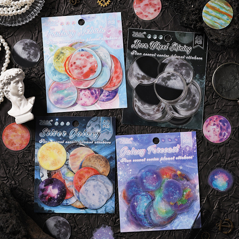 Star Whisper Starry Sky Planet Series Sticker Pack Chống thấm nước Trang trí PET Cảnh quan Sổ tay di