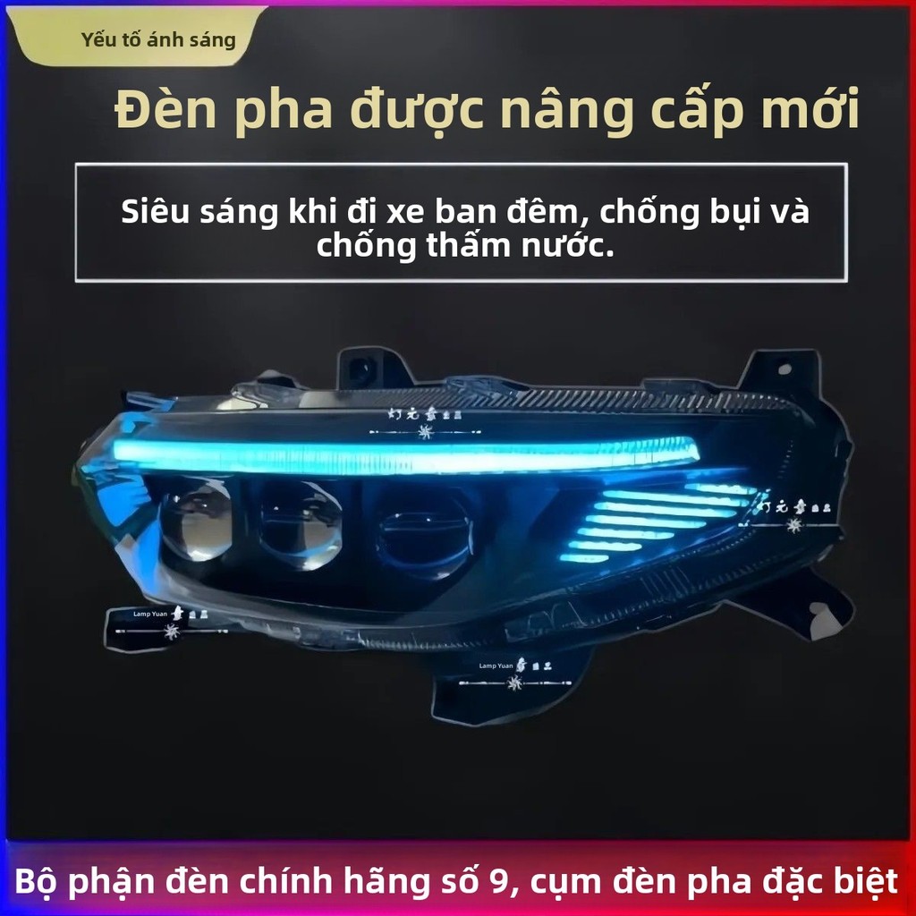 Đèn pha ma trận Light Element số 9, lắp đặt trực tiếp, ba chùm sáng thấp và ba chùm sáng cao, điều k