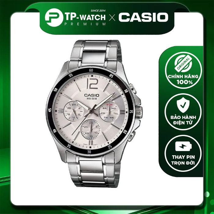 Đồng hồ nam dây thép Casio MTP-1374D-7AVDF Size 43.5mm - Chống nước 50m | Casio nam MTP-1374D-7A