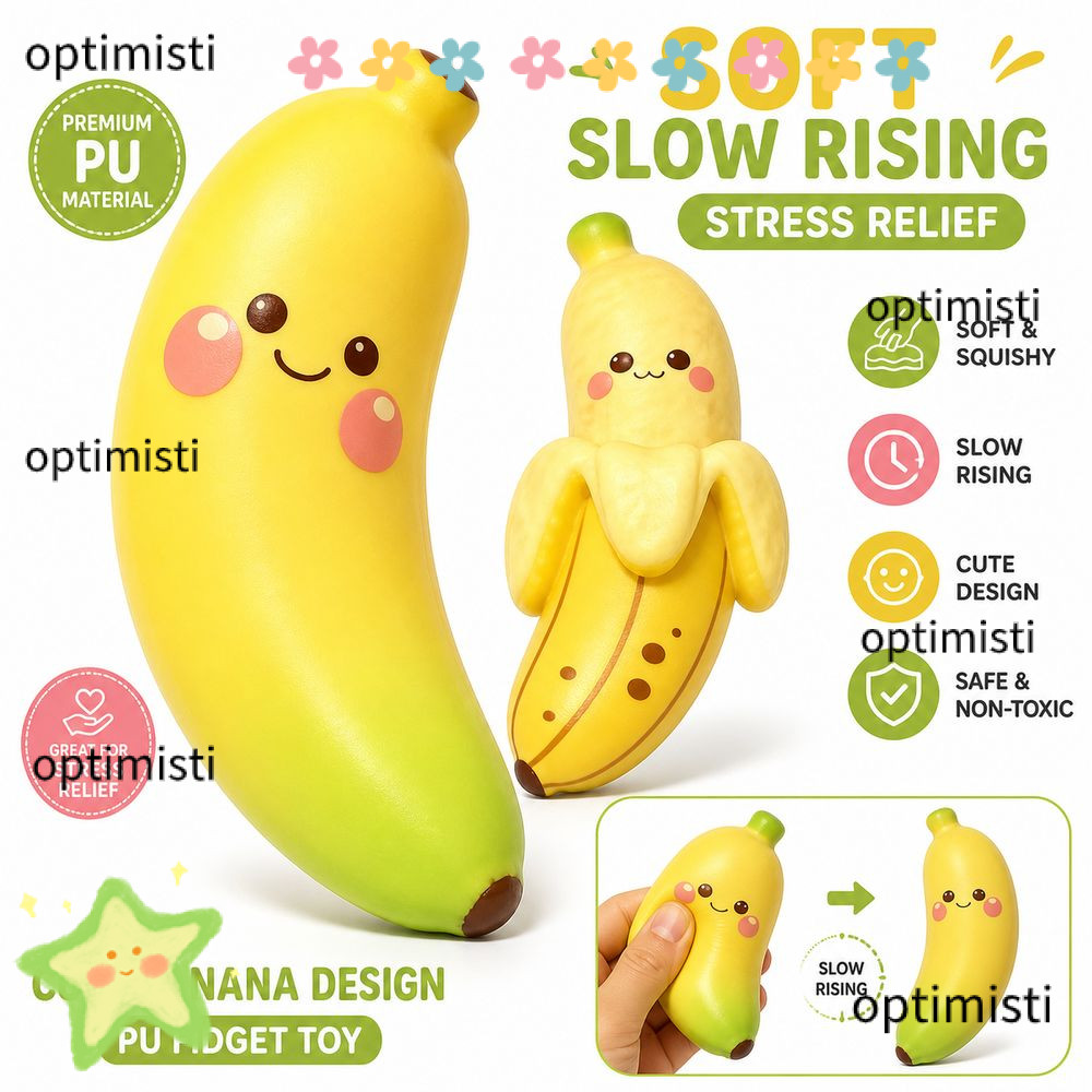 OPTIMISTI Đồ chơi bóp chuối mô phỏng, Đồ chơi Fidget ép trái cây mềm PU, Phong cách chuối chuyển màu