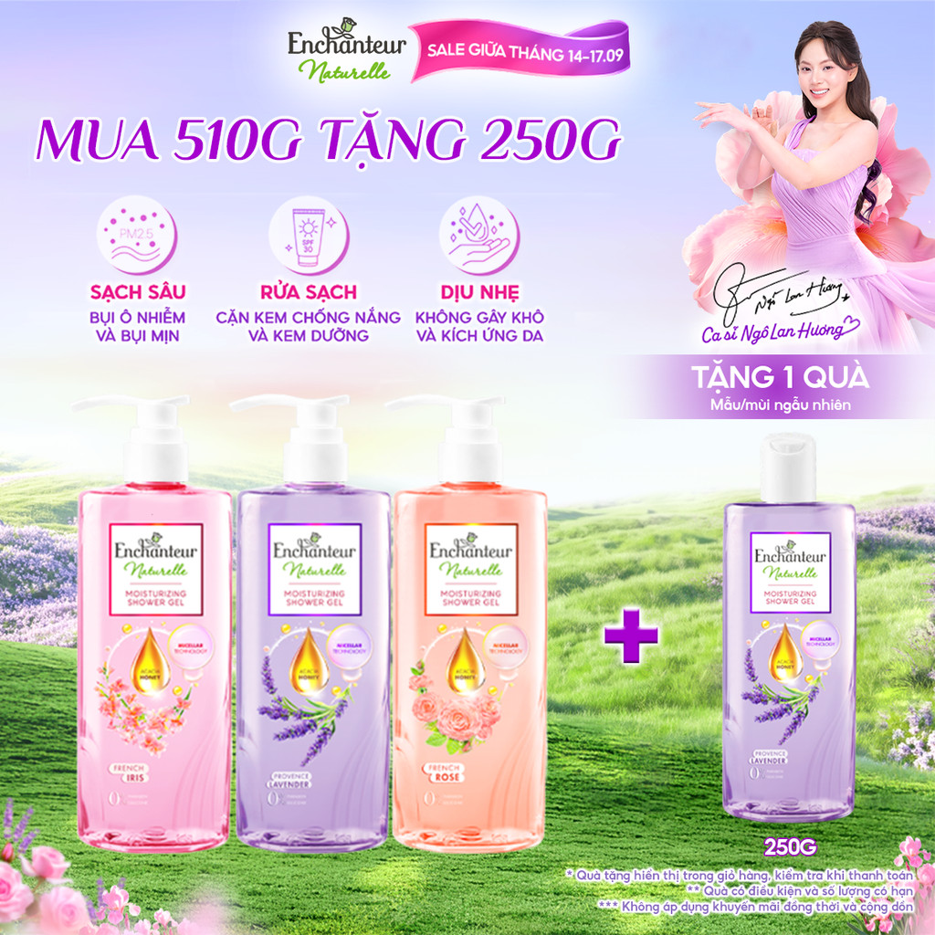 [TẶNG CHAI 250G] Sữa tắm dưỡng da thiên nhiên Pháp Enchanteur Naturelle hương Lavender/Iris/ Rose 51