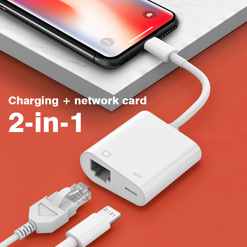Lightning To Card Mạng Rj45 Lightning 2 Trong 1 Adapter Cho Iphone 14 13 / 12 / 11pro Sang Ethernet 