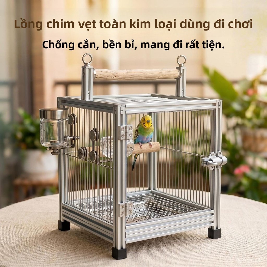 Lồng chim inox 304 lồng xách tay cho vẹt cockatiel lovebird bền đẹp giao nhanh