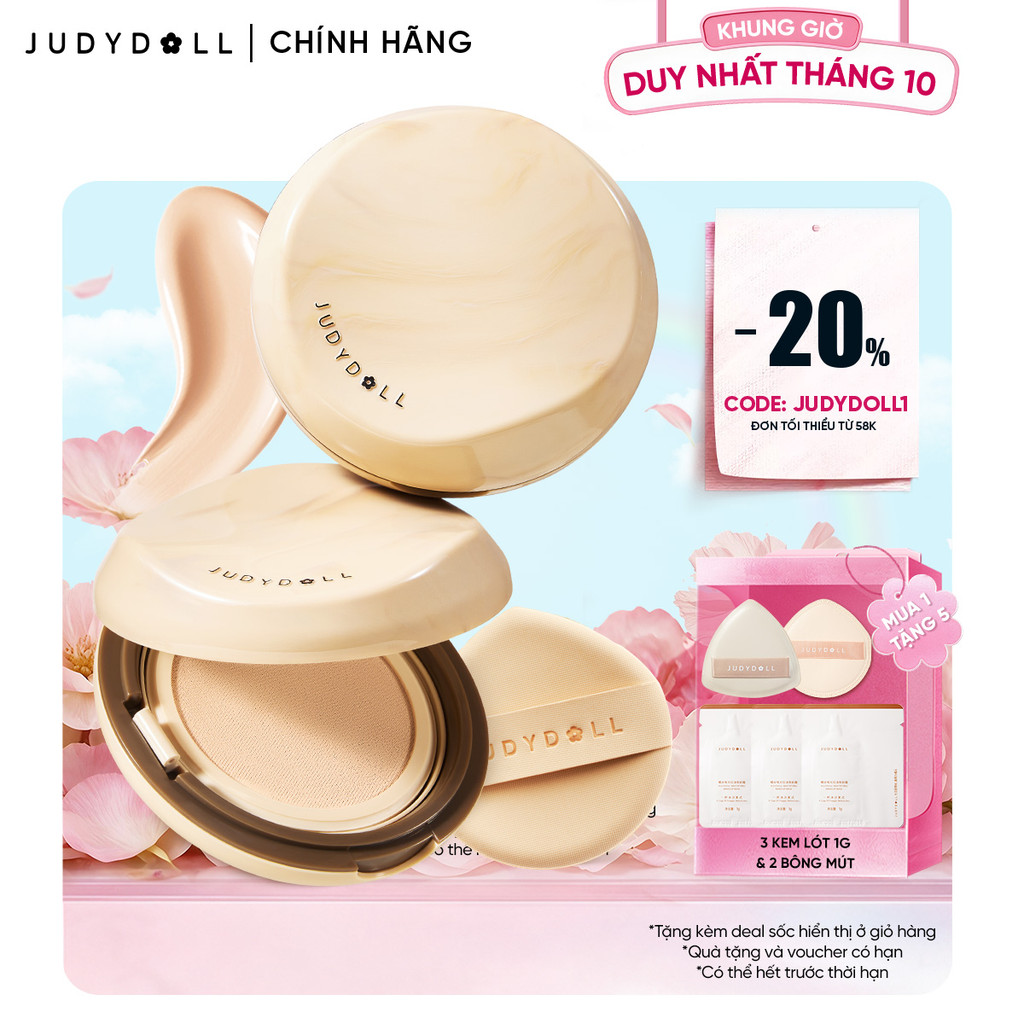JUDYDOLL Phấn Nước Long Wearing Cushion Che Phủ Tiệp da Tự nhiên Kiềm Dầu Lâu…