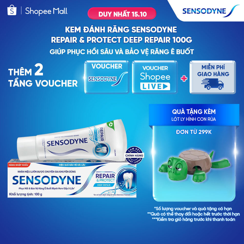 Kem đánh răng SENSODYNE Repair & Protect Deep Repair 100g giúp phục hồi sâu và bảo vệ răng ê buốt