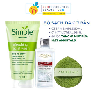   COMBO  Sữa Rửa Mặt Simple 50ml + Nước Tẩy Trang LOREAL 95ml - Vie Beaute SGN 