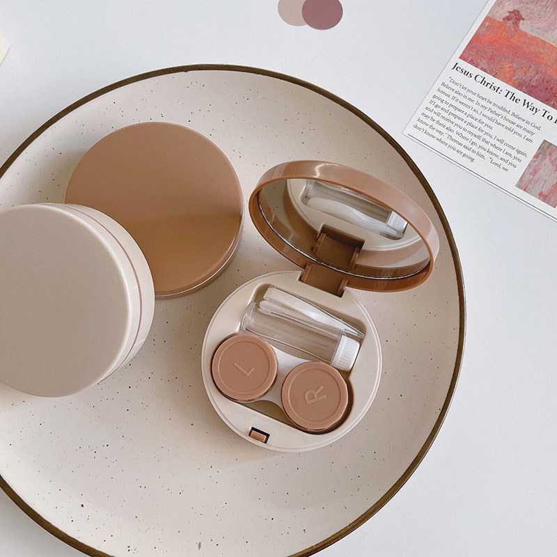 Hộp đựng kính áp tròng tròn màu đơn giản Hộp đựng kính áp tròng cho y tá Hộp đựng kính áp tròng