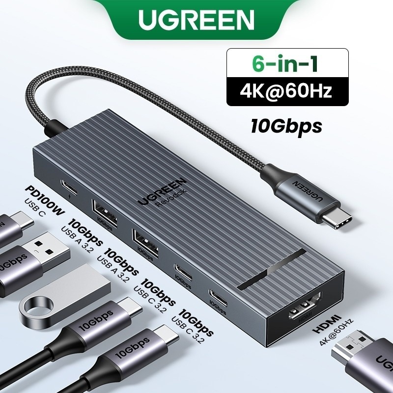 UGREEN 4K60hz 6IN1USBC Multifunction Docking Station USB3.2 Gen2 10Gbps for iPad Air M2 11" 13'' 202