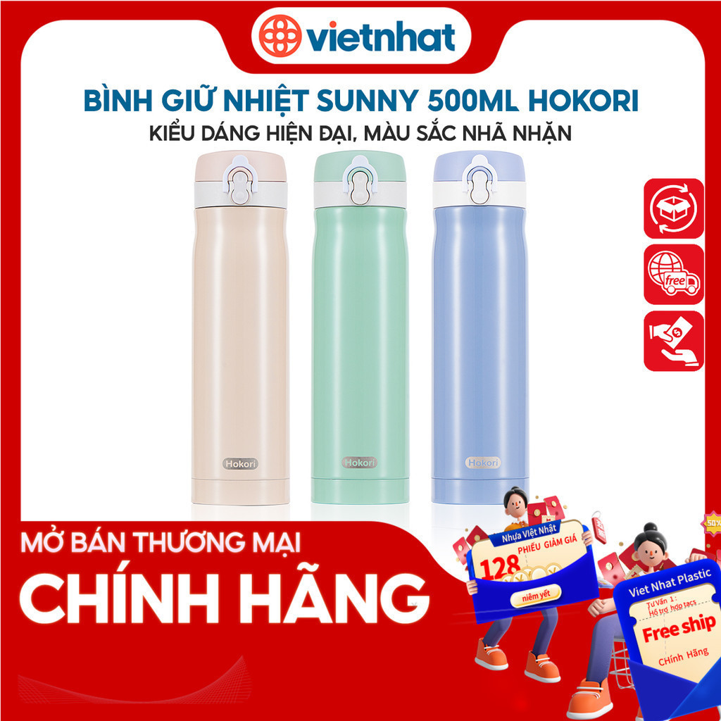 Bình giữ nhiệt inox cao cấp 500ml Hokori B0122 Nhựa Việt Nhật Shop CK