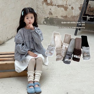  Quần Legging Bé Gái Nơ Ngọt Uốn Cạnh Khâu Lớp A Cotton Mặc Ngoài Quần Dài Đến Mắt Cá Chân 