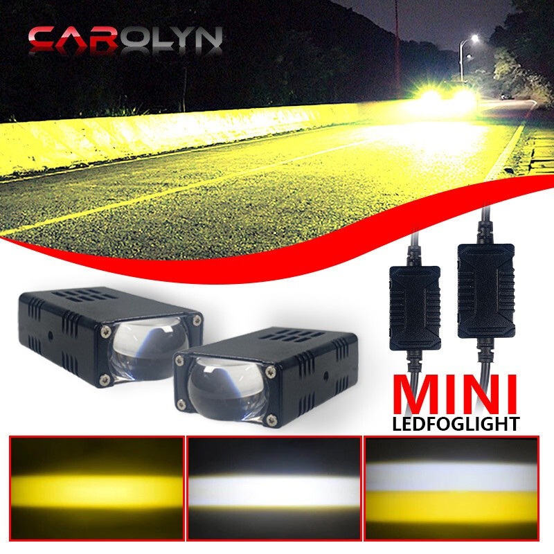 2Pcs LED Headlight Bumper Fog Lamps Projector Lens Work Light Mini Driving Light Auxiliary Lights Fo