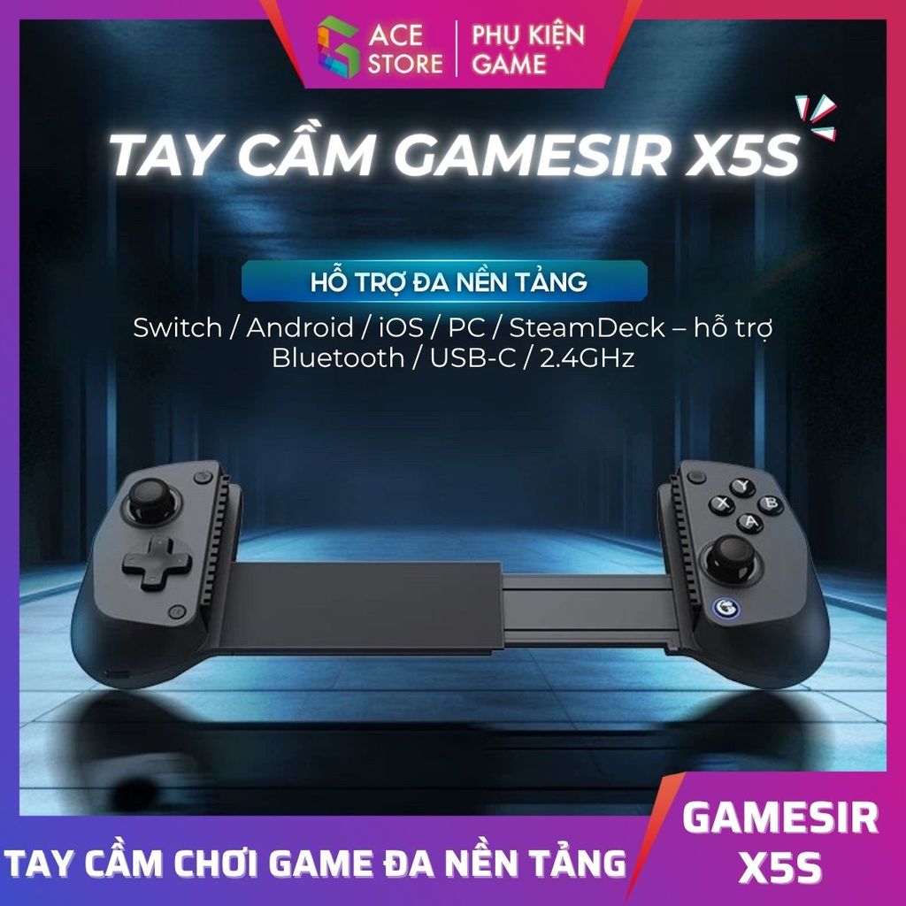 Tay Cầm GameSir X5s – Không dây Đa Nền Tảng, Hall Effect, Gyro 6 Trục, Kẹp Điện Thoại, Switch, PC