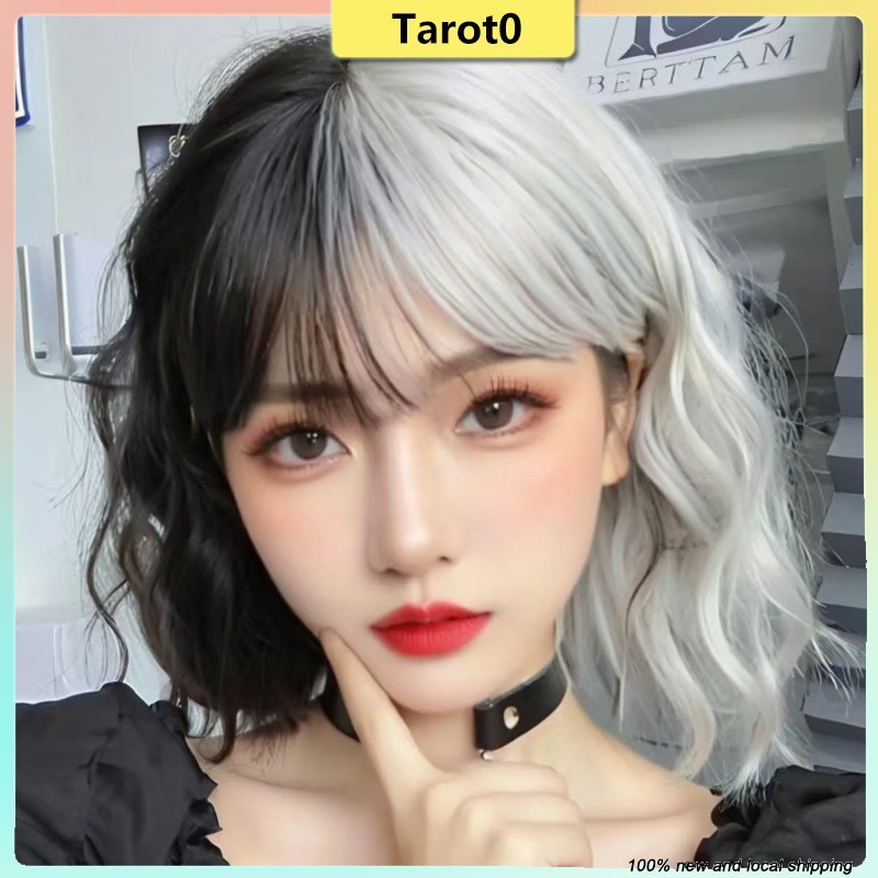 Bộ Tóc Giả Chủ Đề Phù Thủy Cruella Trắng Đen Cho Halloween