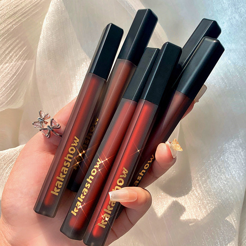 son bóng son bóng chính hãng Kakashow Đen Satin Son Bóng Nhung Matte Lip Gloss Làm Trắng Son Môi Dưỡ