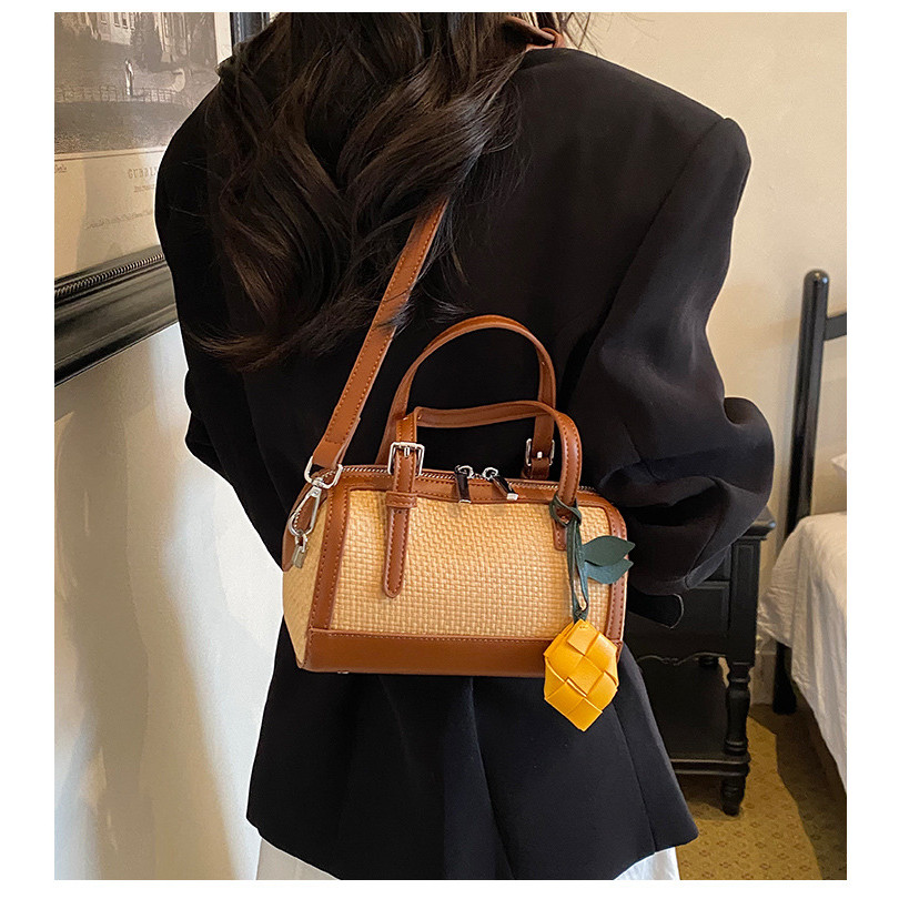 New women's bowling bag, patchwork Boston bag, commuter crossbody bag