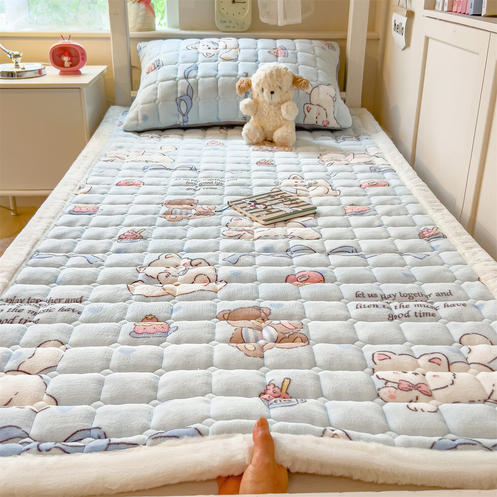 Nhung Sữa Đệm Mềm Ký Túc Xá Sinh Viên 90x200 Đơn Dày Thu Đông Chăn Nệm Nệm Chăn Ga Gối Nệm