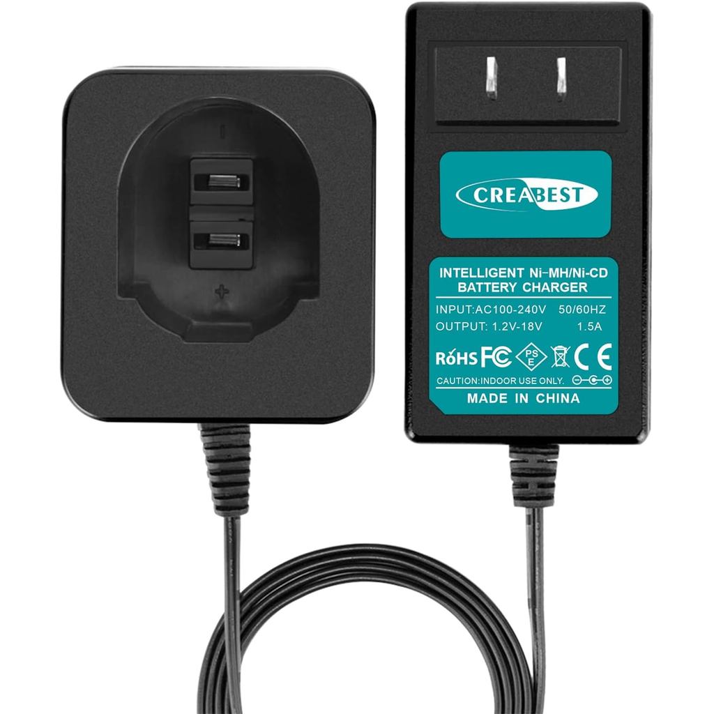 Bộ sạc pin Creabest Ultrafast 7.2V-18v Tương thích với màu đen và Decker PS120 PS130 PS140, Bộ sạc p